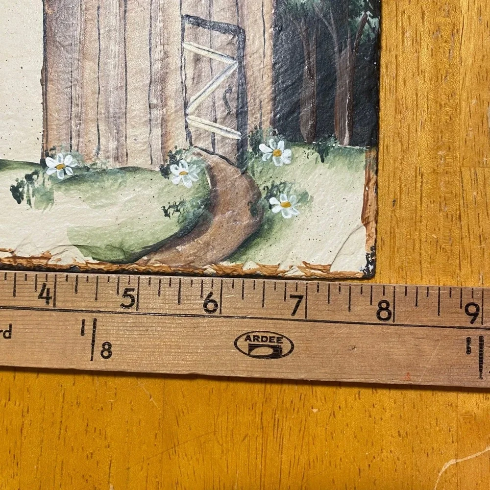 Slate Wall Hanging Excellent Rustic Country Bath Sign Outhouse Hand Painted